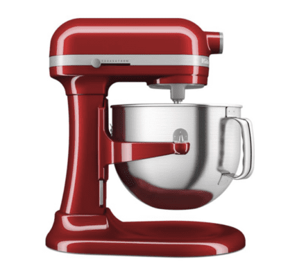 image of the KitchenAid® 7 Quart Bowl-Lift Stand Mixer in Candy Apple Red, unboxed and ready to be reviewed by chef Laura Klein